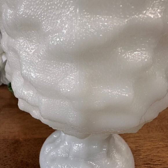 Vintage E.O. Brody Milk Glass Vase Textured White Pedestal Planter Wedding - Picture 5 of 5
